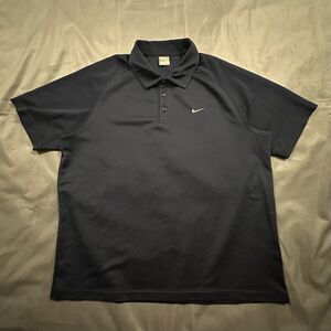 Vintage Nike Shirt Mens 2XL Short Sleeve Golf Polo 00s Y2K Navy Blue Embroidery